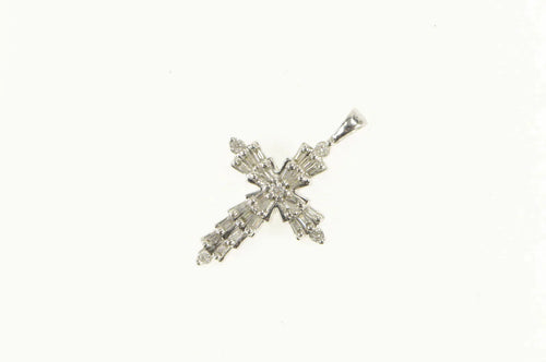 14K Vintage Diamond Classic Cross Faith Charm/Pendant White Gold