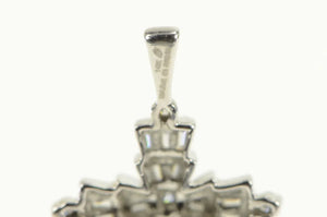 14K Vintage Diamond Classic Cross Faith Charm/Pendant White Gold