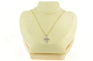 14K Vintage Diamond Classic Cross Faith Charm/Pendant White Gold