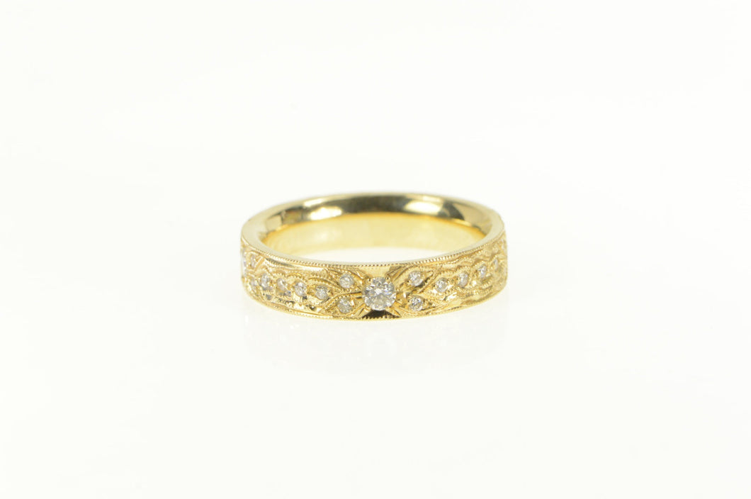 14K 1.00 Ctw Diamond Eternity Ornate Wedding Ring Yellow Gold