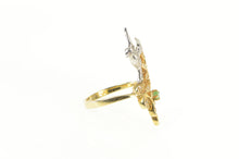 Load image into Gallery viewer, 14K Diamond Encrusted Vine Hummingbird Flower Ring White Gold
