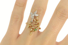 Load image into Gallery viewer, 14K Diamond Encrusted Vine Hummingbird Flower Ring White Gold