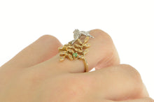 Load image into Gallery viewer, 14K Diamond Encrusted Vine Hummingbird Flower Ring White Gold