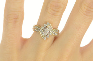 14K 0.50 Ctw Marquise Diamond Bypass Engagement Ring Yellow Gold