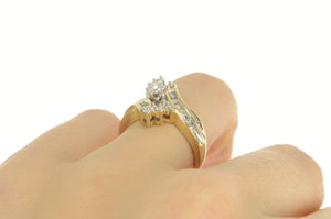 14K 0.50 Ctw Marquise Diamond Bypass Engagement Ring Yellow Gold