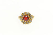 Load image into Gallery viewer, 10K 1930&#39;s Classic Sim. Ruby Halo Cocktail Ring Yellow Gold