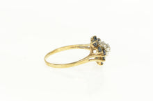 Load image into Gallery viewer, 10K Diamond Sapphire Halo Wavy Curvy Bypass Ring Yellow Gold