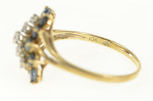 Load image into Gallery viewer, 10K Diamond Sapphire Halo Wavy Curvy Bypass Ring Yellow Gold