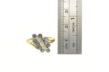 Load image into Gallery viewer, 10K Diamond Sapphire Halo Wavy Curvy Bypass Ring Yellow Gold