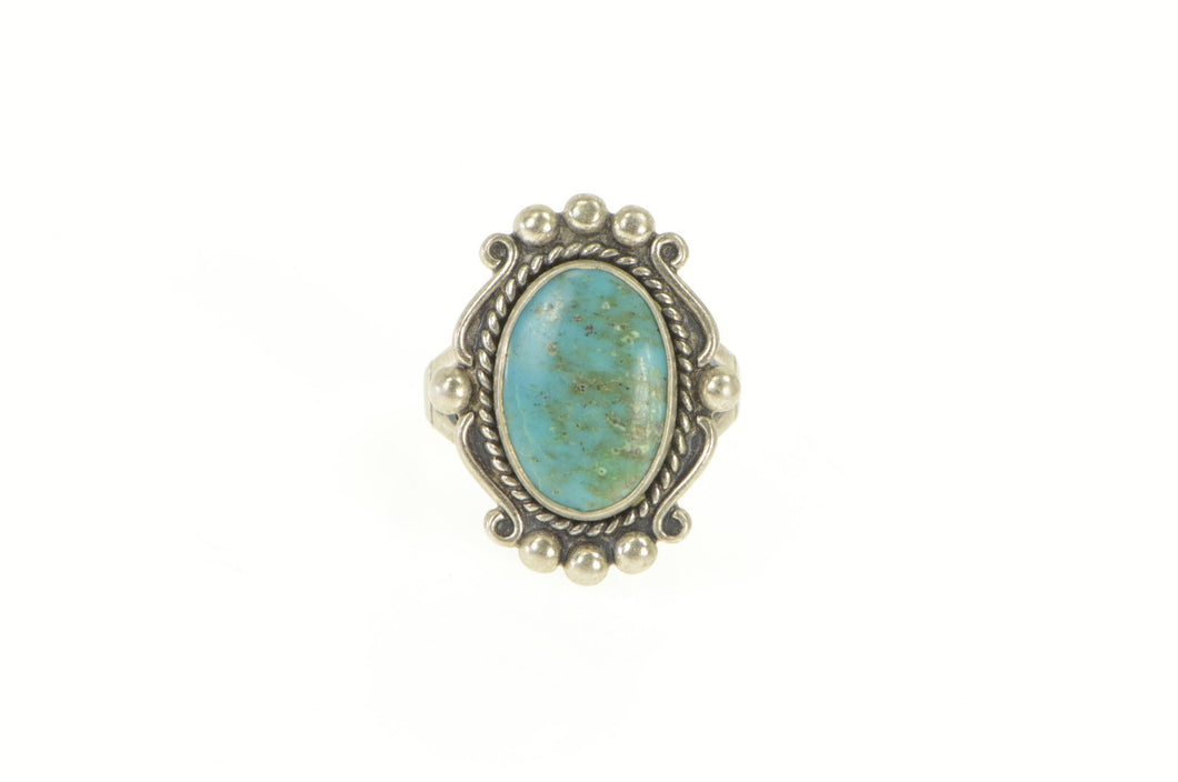 Sterling Silver Southwestern Turquoise Cabochon Statement Ring