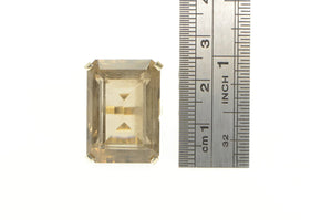 14K Emerald Cut Massive Smoky Quartz Cocktail Ring Yellow Gold