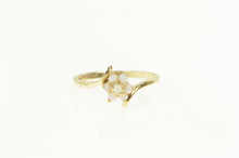 Load image into Gallery viewer, 14K Opal Flower Cluster Halo Bypass Ring Yellow Gold