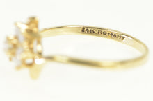 Load image into Gallery viewer, 14K Opal Flower Cluster Halo Bypass Ring Yellow Gold