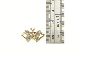 10K Diamond Encrusted Butterfly Vintage Statement Ring Yellow Gold