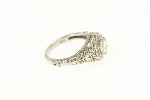 Sterling Silver Elaborate Filigree Solitaire Travel Engagement Ring