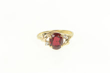 Load image into Gallery viewer, 14K Classic Vintage Oval Garnet Diamond Accent Ring Yellow Gold