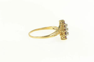 10K Diamond Ruby Halo Cluster Bypass Ring Yellow Gold