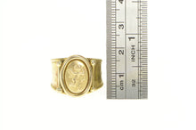Load image into Gallery viewer, 10K Oval Cherub Cameo Ornate Hammered Band Ring Yellow Gold