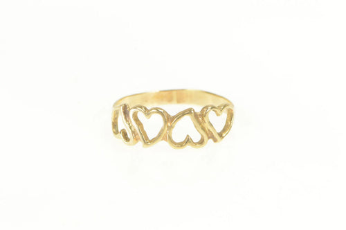 14K Wavy Curvy Heart Love Symbol Statement Ring Yellow Gold