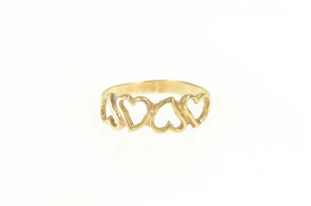 14K Wavy Curvy Heart Love Symbol Statement Ring Yellow Gold