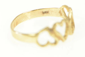 14K Wavy Curvy Heart Love Symbol Statement Ring Yellow Gold