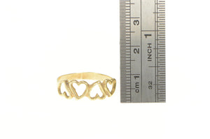 14K Wavy Curvy Heart Love Symbol Statement Ring Yellow Gold