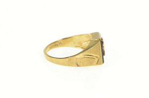 10K Black Onyx S Monogram Letter Name Initial Ring Yellow Gold