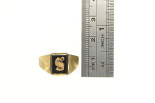 Load image into Gallery viewer, 10K Black Onyx S Monogram Letter Name Initial Ring Yellow Gold