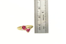 Load image into Gallery viewer, 10K Heart Syn. Ruby Diamond Accent Bypass Ring Yellow Gold