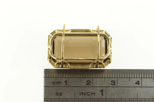 14K Emerald Cut Smoky Quartz Slide Statement Pendant Yellow Gold