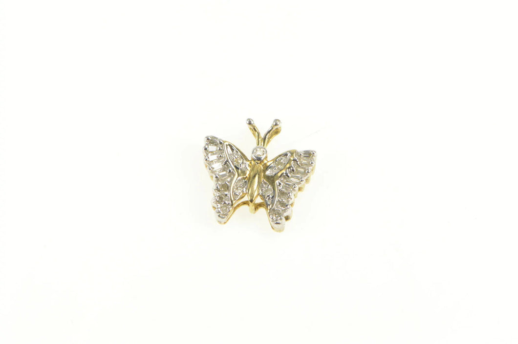 10K Diamond Butterfly Cluster Classic Vintage Pendant Yellow Gold