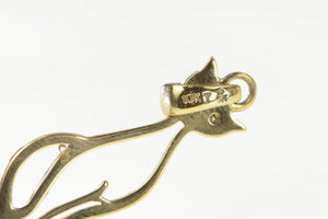 10K Diamond Inset Stylized Cat Kitten Pendant Yellow Gold