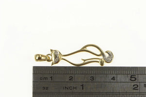 10K Diamond Inset Stylized Cat Kitten Pendant Yellow Gold