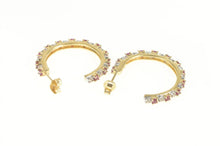 Load image into Gallery viewer, 14K Ruby Diamond Encrusted 25.4mm Hoop Earrings Yellow Gold