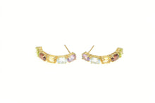 Load image into Gallery viewer, 14K Amethyst Blue Topaz Citrine Semi Hoop Earrings Yellow Gold