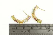 Load image into Gallery viewer, 14K Amethyst Blue Topaz Citrine Semi Hoop Earrings Yellow Gold