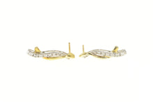 Load image into Gallery viewer, 14K Diamond Curved Wavy Design Drop Bar Earrings Yellow Gold