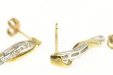 Load image into Gallery viewer, 14K Diamond Curved Wavy Design Drop Bar Earrings Yellow Gold