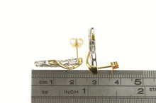 Load image into Gallery viewer, 14K Diamond Curved Wavy Design Drop Bar Earrings Yellow Gold