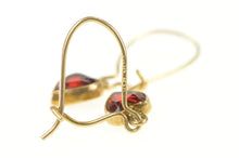 Load image into Gallery viewer, 10K Victorian Heart Garnet Dangle Hook Earrings Yellow Gold