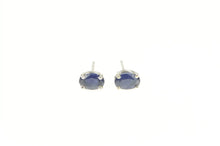 Load image into Gallery viewer, 14K Oval Natural Sapphire Solitaire Stud Earrings White Gold