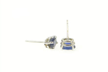 Load image into Gallery viewer, 14K Oval Natural Sapphire Solitaire Stud Earrings White Gold
