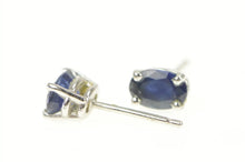 Load image into Gallery viewer, 14K Oval Natural Sapphire Solitaire Stud Earrings White Gold