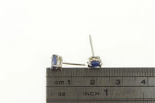 Load image into Gallery viewer, 14K Oval Natural Sapphire Solitaire Stud Earrings White Gold