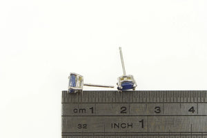 14K Oval Natural Sapphire Solitaire Stud Earrings White Gold