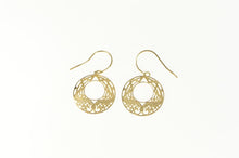 Load image into Gallery viewer, 14K Ornate Filigree Round Dangle Statement Earrings Yellow Gold
