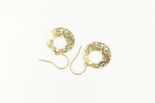 Load image into Gallery viewer, 14K Ornate Filigree Round Dangle Statement Earrings Yellow Gold