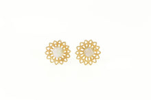 Load image into Gallery viewer, 14K Round Natural Opal Flower Daisy Stud Earrings Yellow Gold