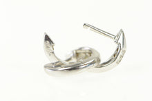 Load image into Gallery viewer, 14K Diamond Inset 9.75mm Huggies Hoop Earrings White Gold