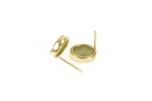 Load image into Gallery viewer, 14K Oval Nephrite Inset Classic Vintage Stud Earrings Yellow Gold